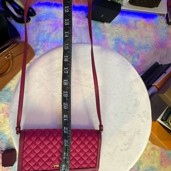 Prada Pink Tessuto Quilted Mini Crossbody Wallet Bag Ibisco - Picture 14 of 16